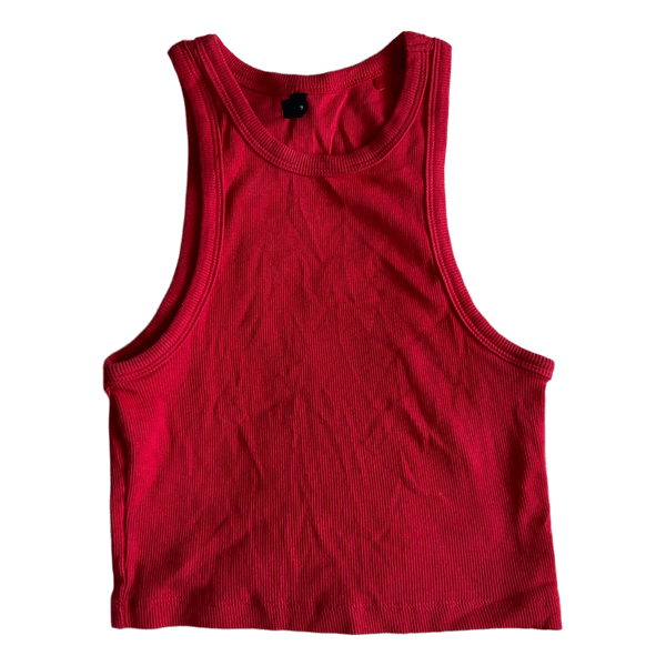 Red ribbed tank top