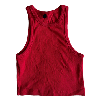 Red ribbed tank top