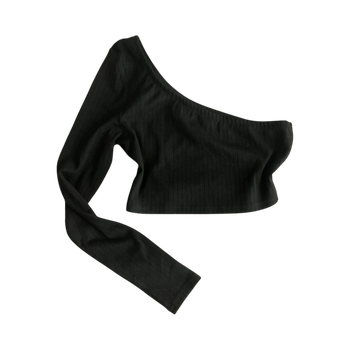 Musta olka-aukkoa oleva crop-top