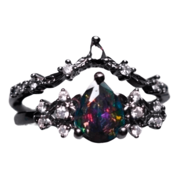 Black metal iridescent ring