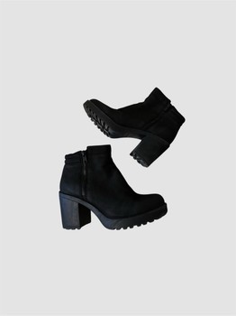 Black leather ankle boots