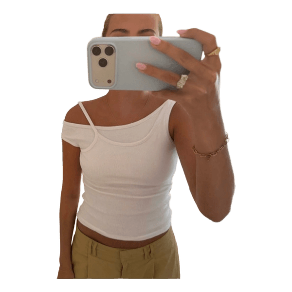 Hvid asymmetrisk Zara top