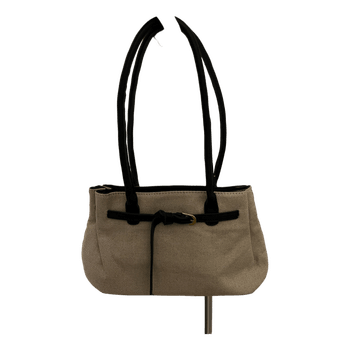 Beige and black handbag