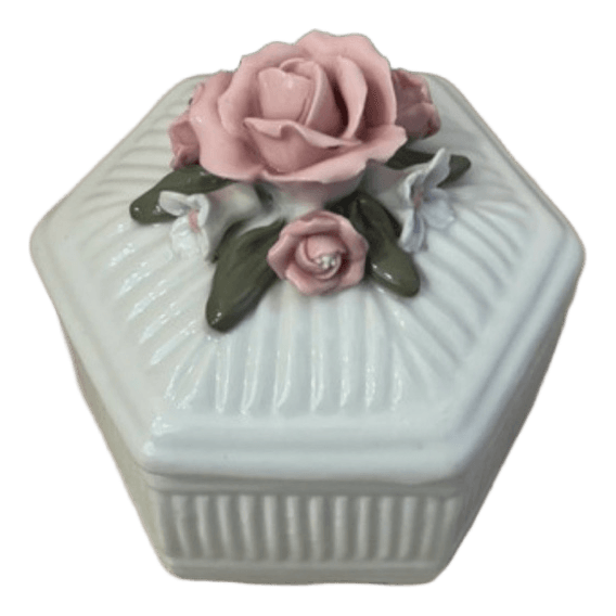 Ceramic floral trinket box