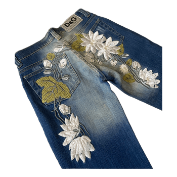D&G floral embroidered jeans