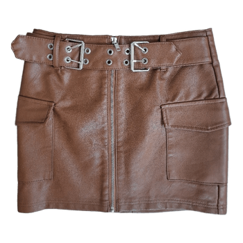 Brown faux leather skirt
