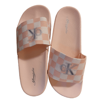 Pink Calvin Klein slides