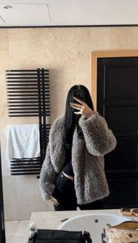 Grey faux fur coat