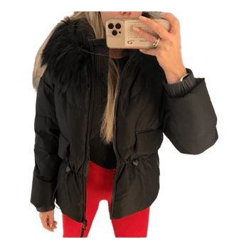 Black hooded puffer jacket