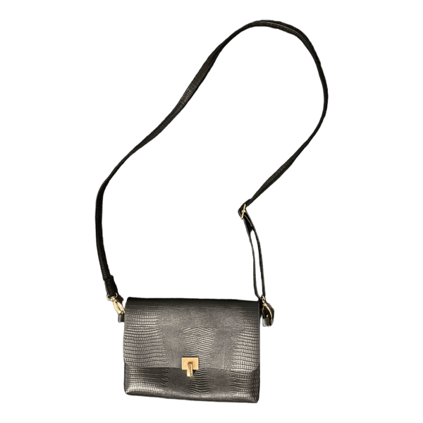 Black snakeskin effect bag