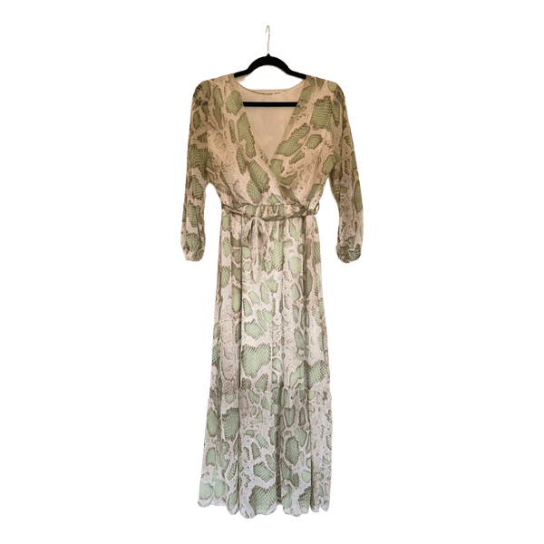 Green snakeskin maxi dress