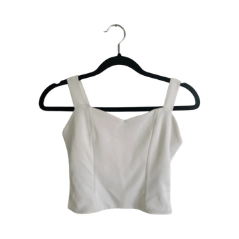 White zip front crop top
