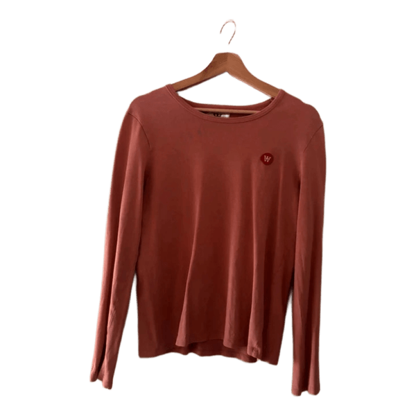 Laksefarvet langærmet t-shirt