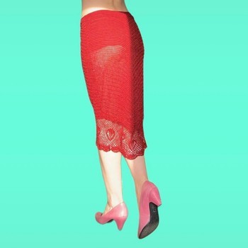 ONLY Red crochet midi skirt