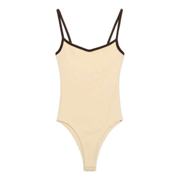 Gul bodystocking med stropper