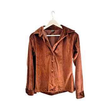 Brown velvet button-up shirt