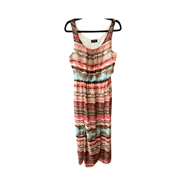 Multicolor striped polyester maxi dress