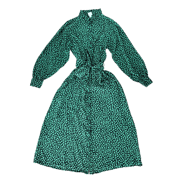 H&M Green Floral Button Front Midi Dress - Size EU 34