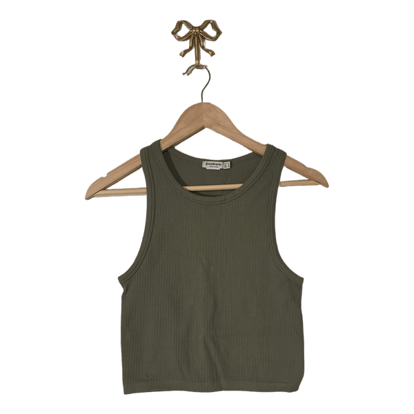 Green ribbed tank top