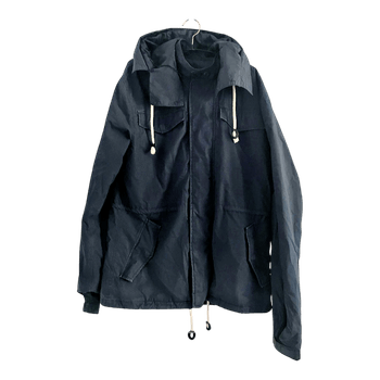 Tummansininen hupullinen takki, koko XL