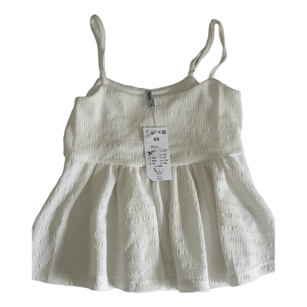 White textured strappy top