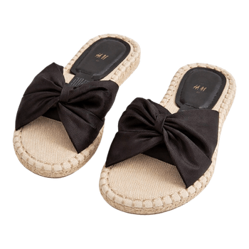 Black Bow Espadrille Slides