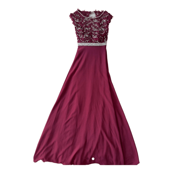 Burgundy beaded maxi dress