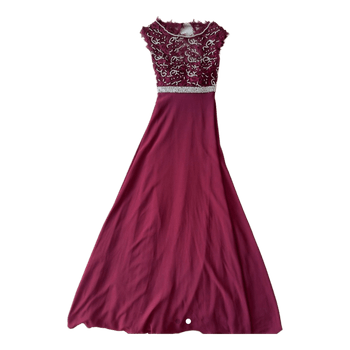 Burgundy beaded maxi dress