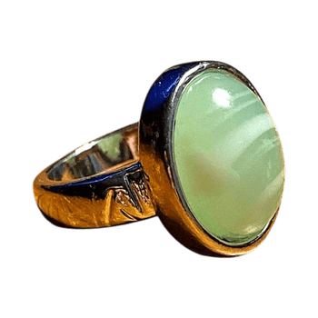 Hopeanvärinen sormus vihreä kivi