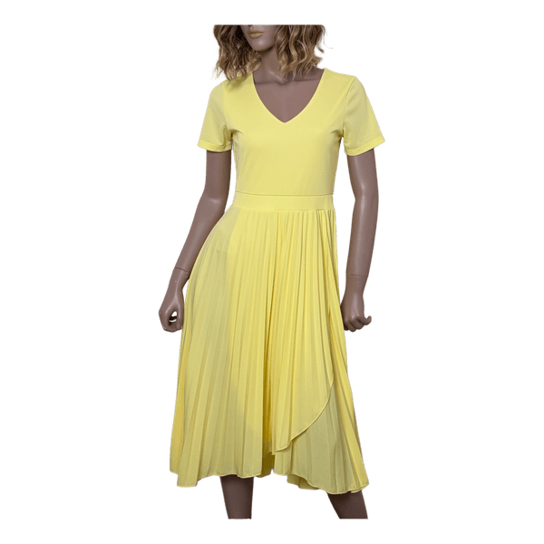 Yellow pleated midi dress
