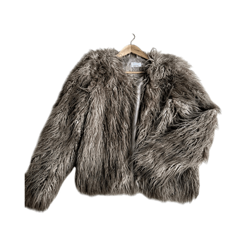 Beige faux fur jacket