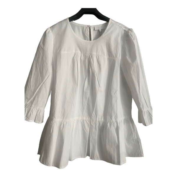 White cotton peplum blouse