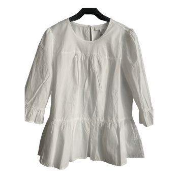 White cotton peplum blouse