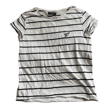 black & white striped top