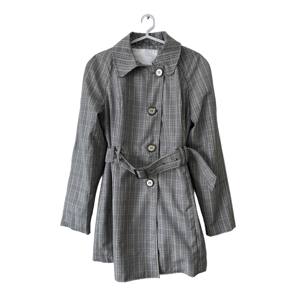 Grey plaid trench coat