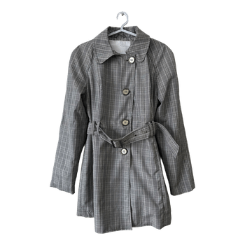 Grey plaid trench coat