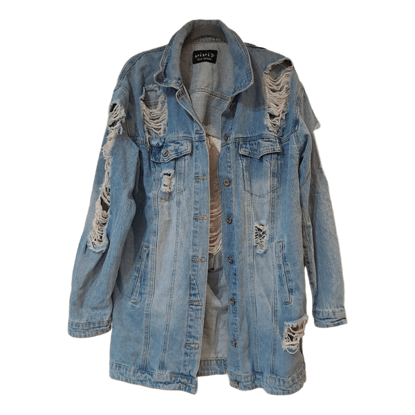 Blue distressed denim jacket