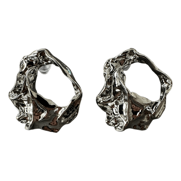 Silver abstract hoop earrings