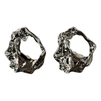 Silver abstract hoop earrings