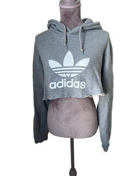 Grey cropped hoodie sweatshirt