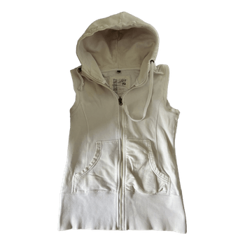 Valkoinen hupullinen liivi