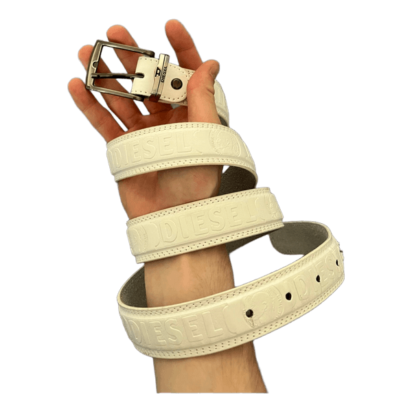 Diesel White Embossed Leather Belt
