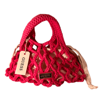 Pink crochet net bag