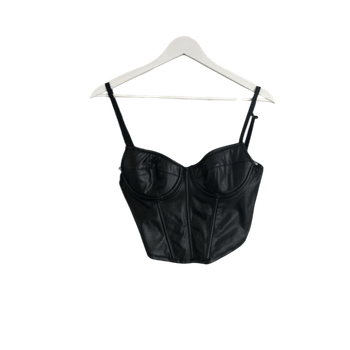 Black faux leather corset top
