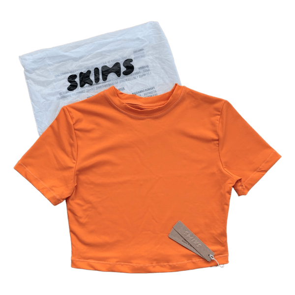 SKIMS Recycled Swim Top / Rash Guard - Orange - Size XS