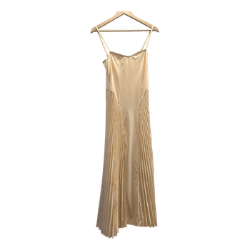 Cream pleated midi dress