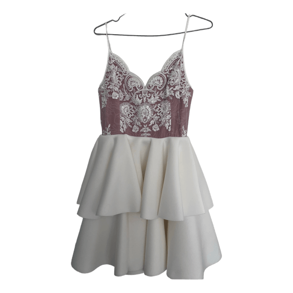 Pink and white mini dress
