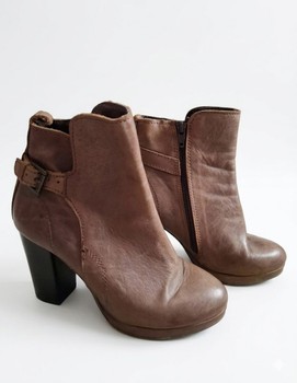 Brown leather ankle boots