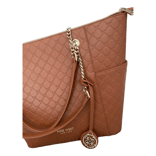 Brown leather tote bag