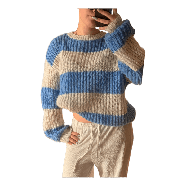 Blue striped knitted sweater